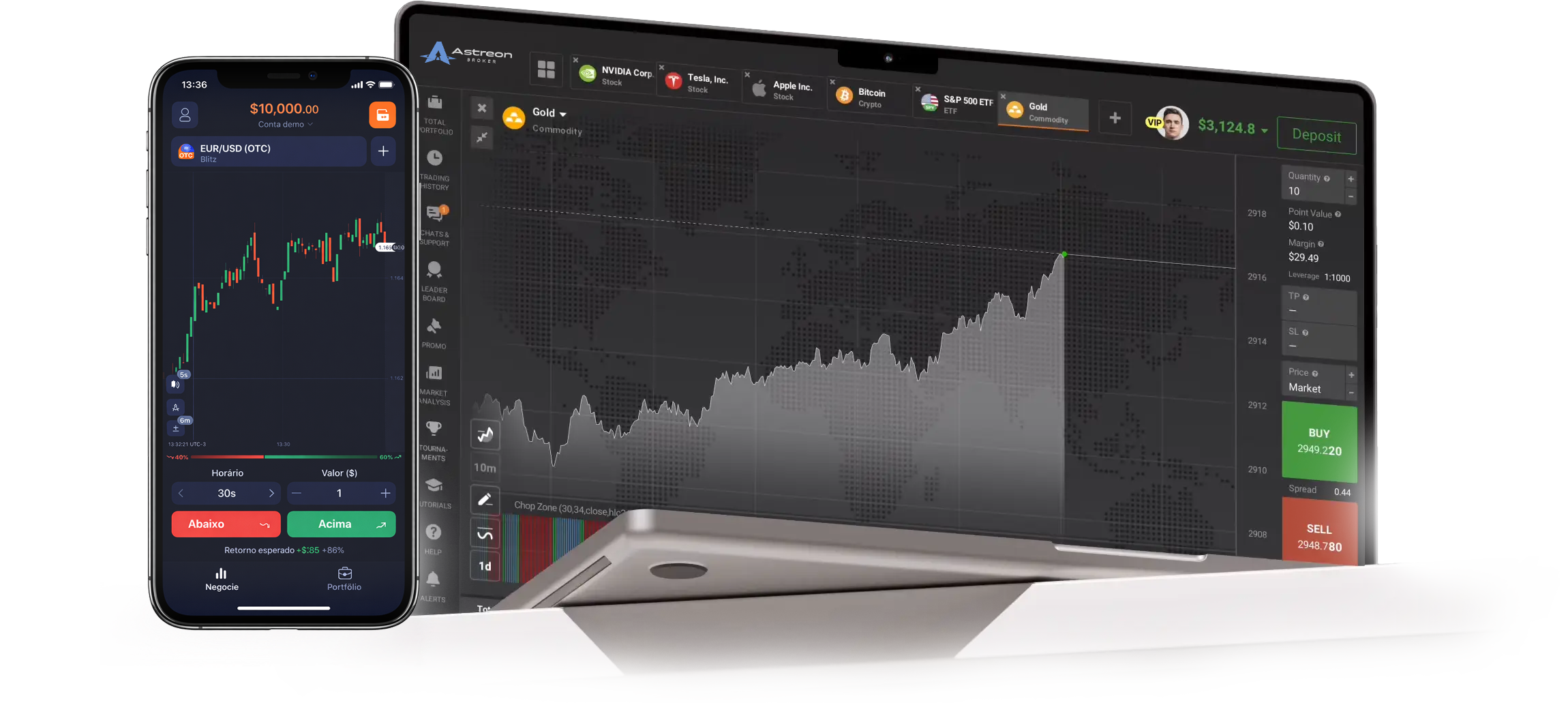 AstreonBroker — plataforma desktop e mobile